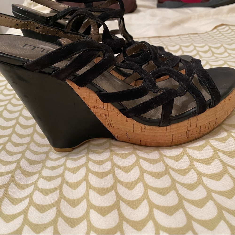 Platform sandals with cork and suede detailing
